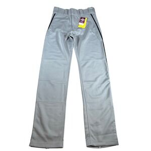 Easton MAKO 2 Piped Baseball Pants Mens Size S Gray Black Moisture Wicking NWT
